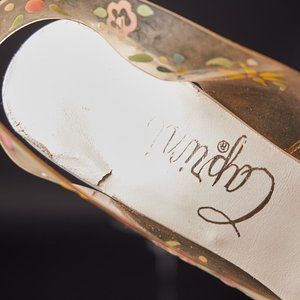1950s Clear Painted Flowers Slingback Heels Shoes